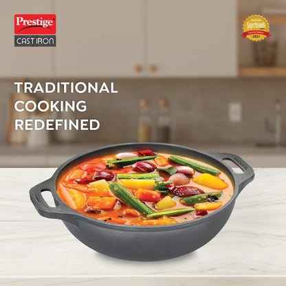 Prestige Cast Iron Kadai 26cms | Compatible with Gas & Induction - 30561