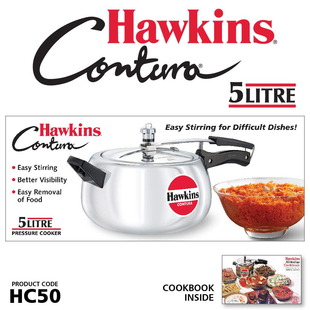 Hawkins Contura Aluminium Inner Lid Pressure Cooker, 5 Litres - HC50