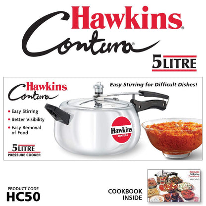 Hawkins Contura Aluminium Inner Lid Pressure Cooker, 5 Litres - HC50