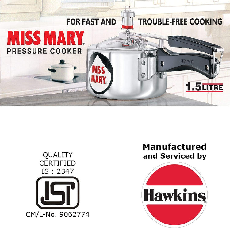Hawkins Miss Mary Aluminium Inner Lid Pressure Cooker 1.5 Litres - MM15