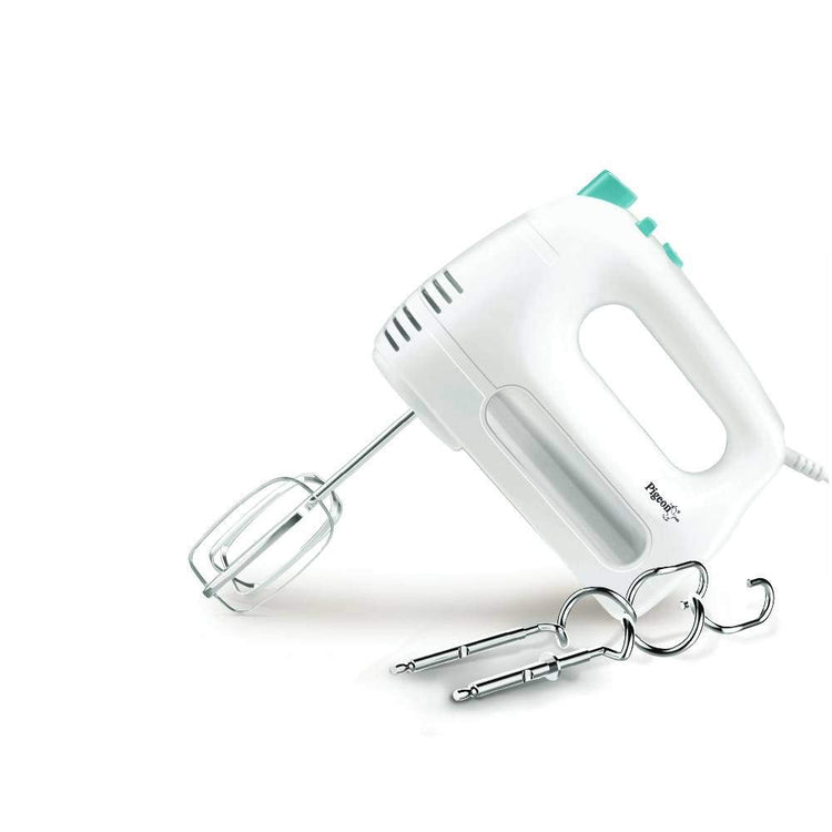 Pigeon Modern Cucina Hand Mixer 1.0 with Chrome Beater and Dough Hook Stainless Steel Attachments 7 Speed Setting, Beater for Cake Egg Bakery (300 Watts) - 14095