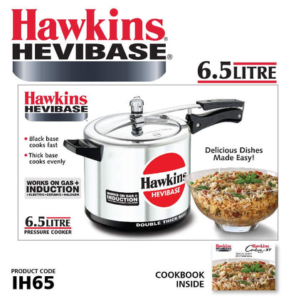 Hawkins Hevibase 6.5 Litres Induction Base Aluminium Inner Lid Pressure Cooker - IH65