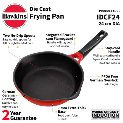 Hawkins Die-Cast Nonstick Induction Base Frying Pan - IDCF 24