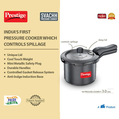 Prestige Svachh Outer Lid Pressure Cooker with Hard Anodized Aluminium Body 3 Litres - 20223