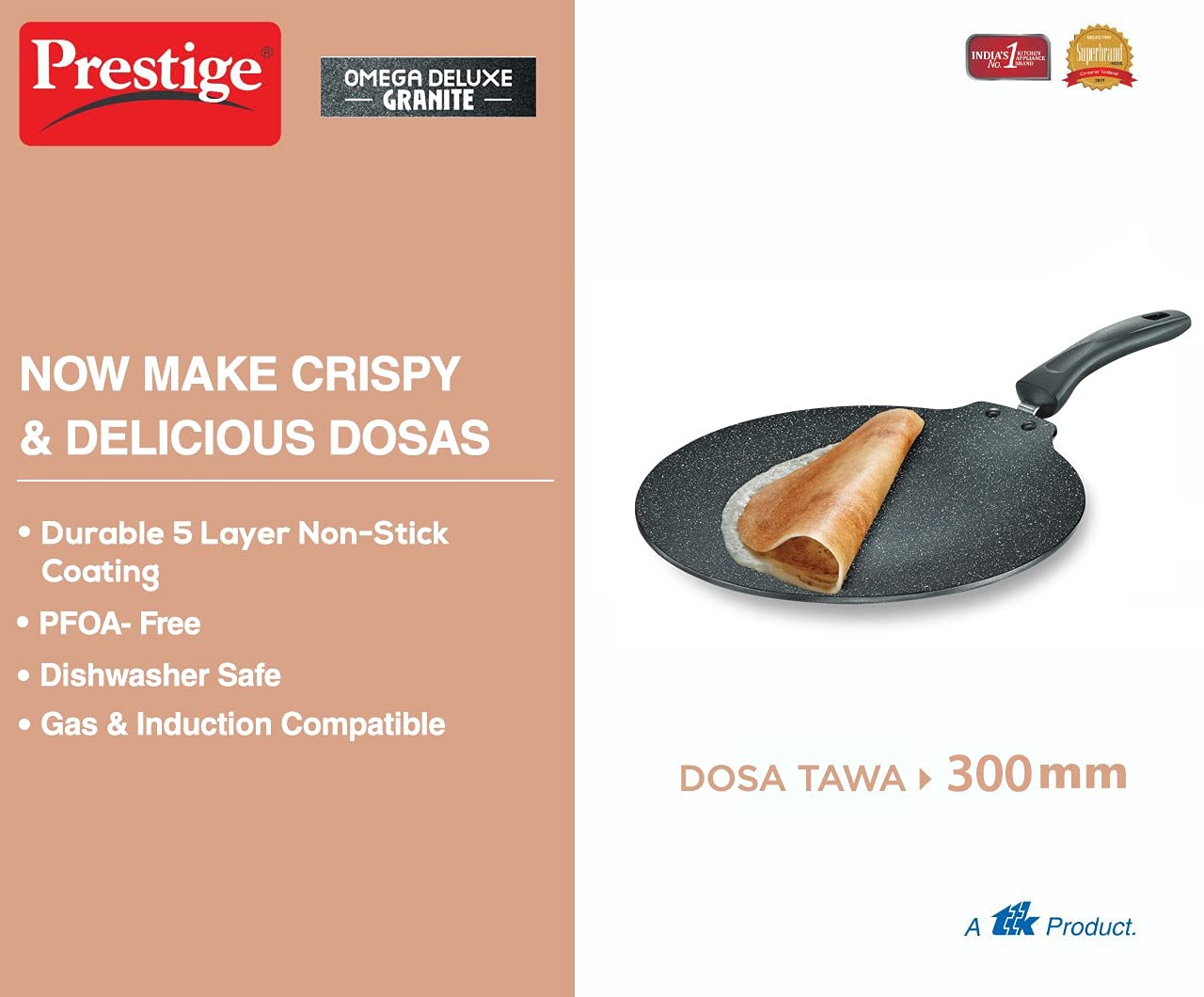 Prestige Omega Deluxe Granite Non-stick Dosa Tawa 300mm - 36862