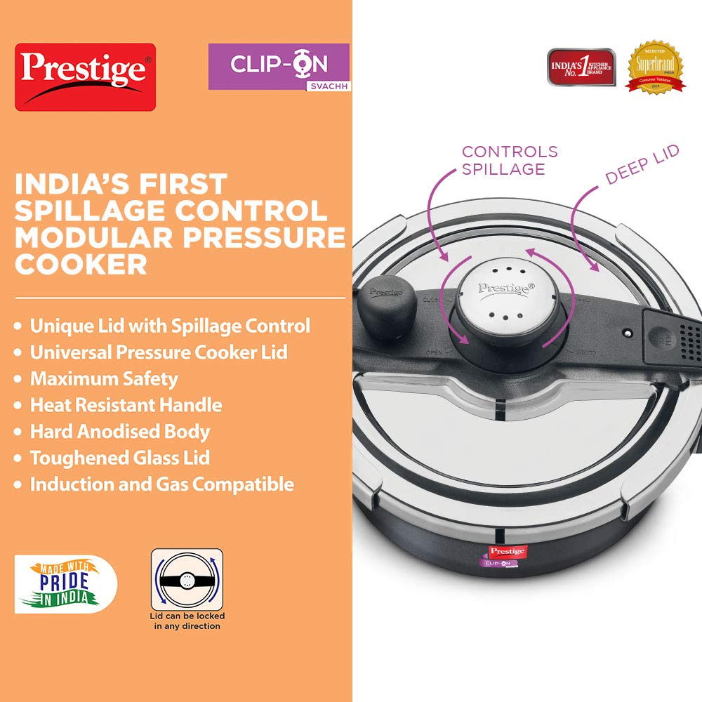 Prestige Svachh Clip-on 3.5 Litre Hard Anodised Aluminium Outer Lid Pressure Kadai - 20234