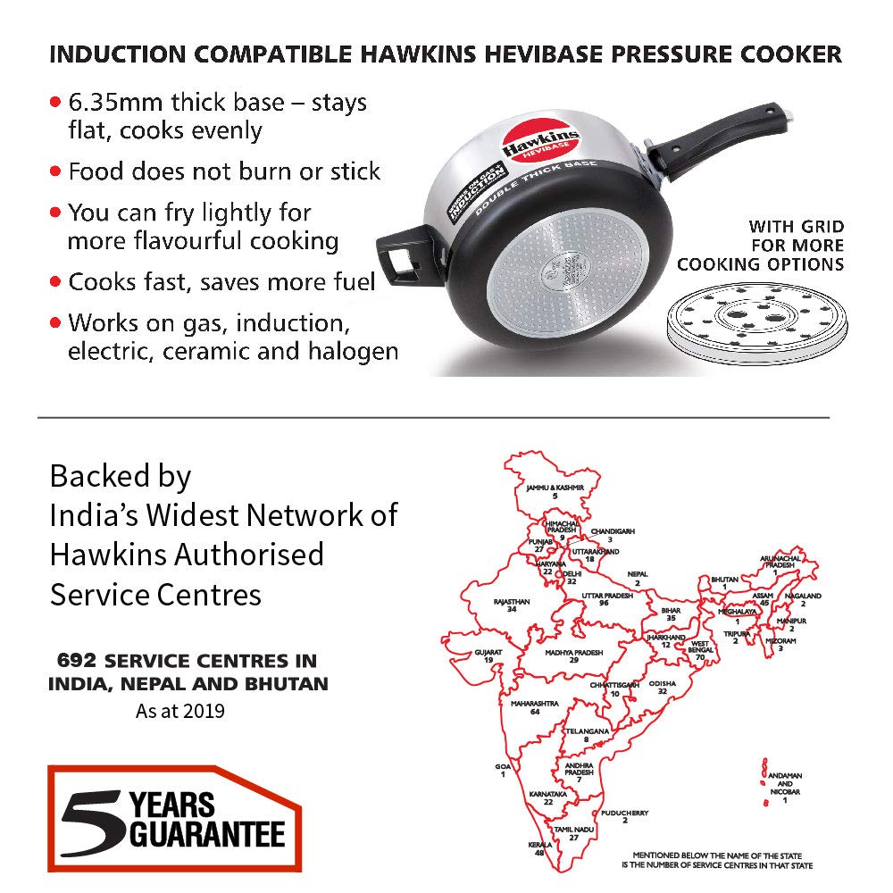 Hawkins Hevibase 3.5 Litres Induction Base Aluminium Inner Lid Pressure Cooker - IH35