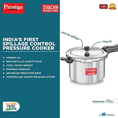 Prestige Svachh Aluminium Outer Lid Pressure Cooker 7.5 Litres - 10727