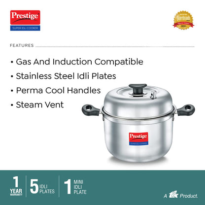 Prestige Stainless Steel Super Idli Cooker 6 Plates - 36137