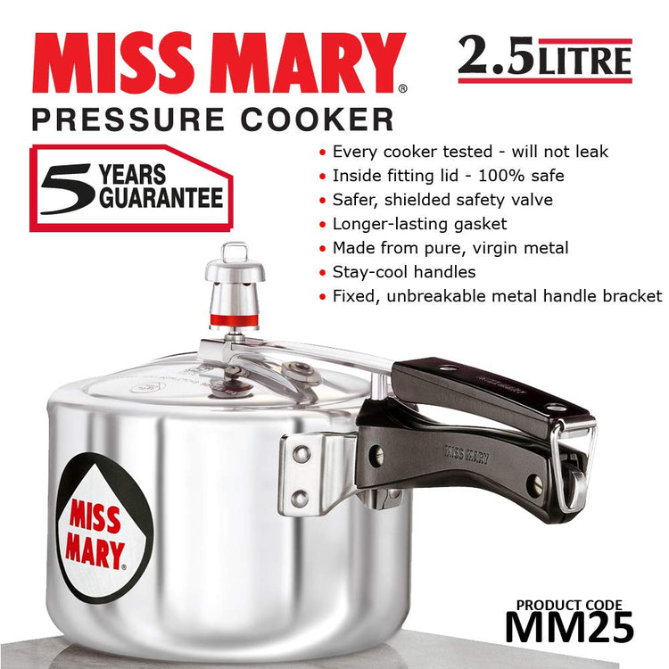 Hawkins Miss Mary Aluminium Inner Lid Pressure Cooker 2.5 Litres - MM25