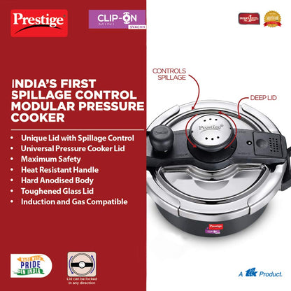 Prestige Svachh Clip-on Mini Hard Anodized Aluminium Outer Lid 2 Litre Pressure Cooker - 20239