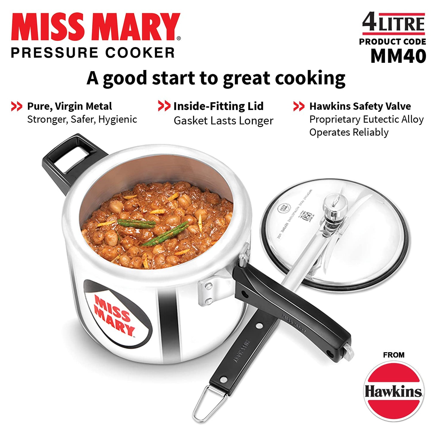 Hawkins Miss Mary Aluminium Inner Lid Pressure Cooker 4 Litres - MM40