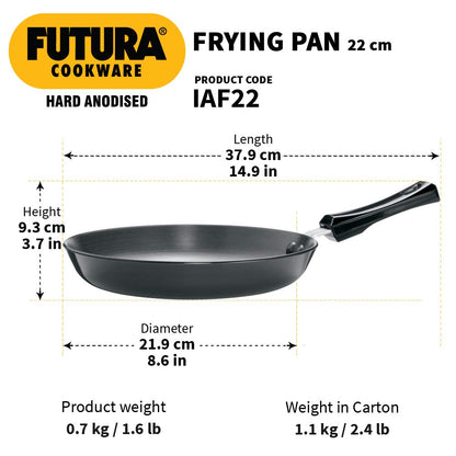 Hawkins Futura Hard Anodised Fry Pan 22 cms | 4.06mm, Induction Base - IAF 22