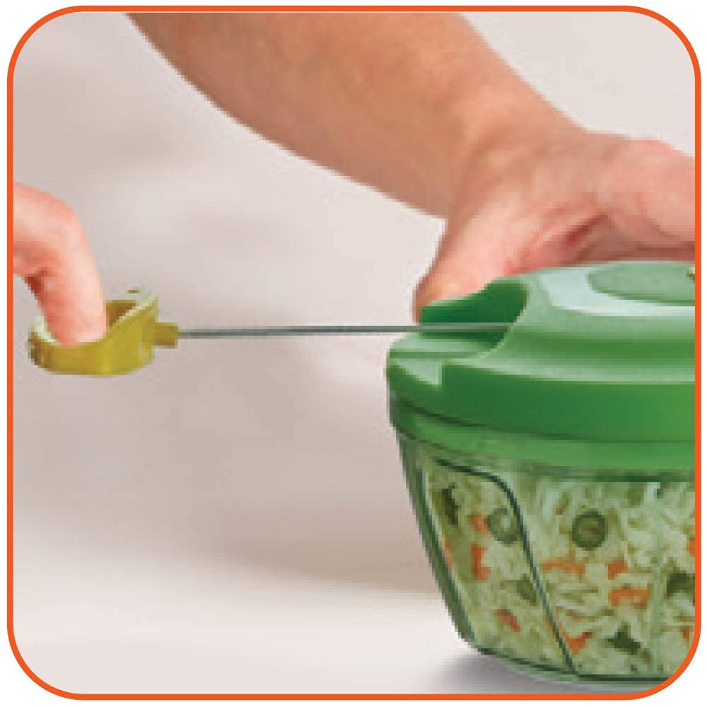 Prestige PVC 7.0 Veggie Cutter with 3 Stainless Steel Blades |Capacity-450ML | Green - 43054