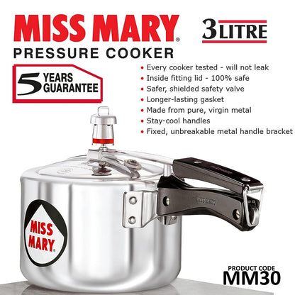Hawkins Miss Mary Aluminium Inner Lid Pressure Cooker 3 Litres - MM30