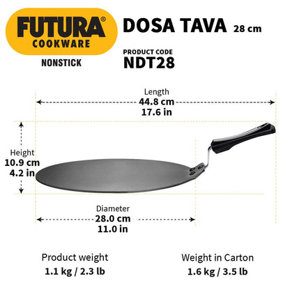 Hawkins Futura Non-stick Dosa Tava 28cms, 4.88mm - NDT 28