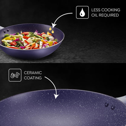 Prestige Ceraglide Ceramic Coating Non-Stick Aluminium Cookware Wok 28 cms | 3.3 Litres | Induction Compatible - 38253