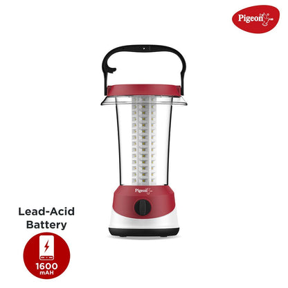 Pigeon Sirius Emergency 360 Degree Rechargeable Lantern with 1600 mAH and 8 Hours Backup, Red - 14437