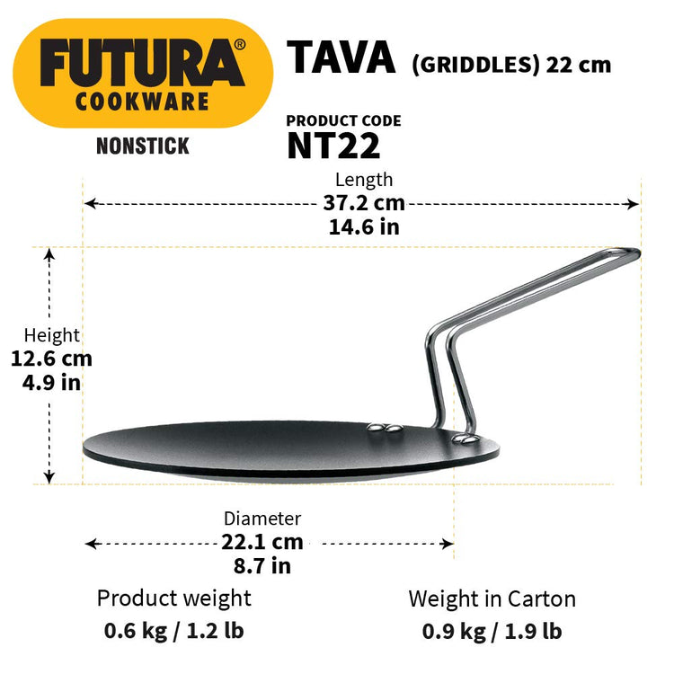 Hawkins Futura Non-stick Tava With Stainless Steel Handle 22cms, 4.06 mm - NT 22