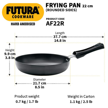 Hawkins Futura Hard Anodised Fry Pan With Rounded Sides 22 cms | 4.06mm - AF 22R