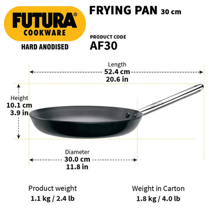 Hawkins Futura Hard Anodised Fry Pan With Stainless Steel Handle 30 cms | 4.06mm - AF 30