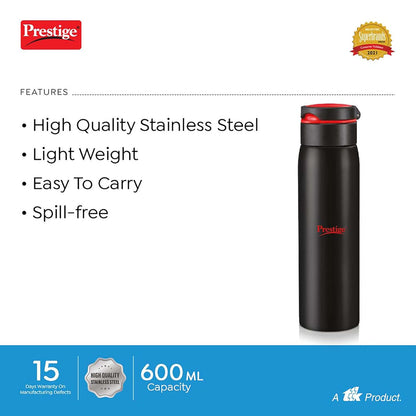 Prestige PSSB 06 SS Single Walled Stainless Steel Water Bottle 600ml - 42928