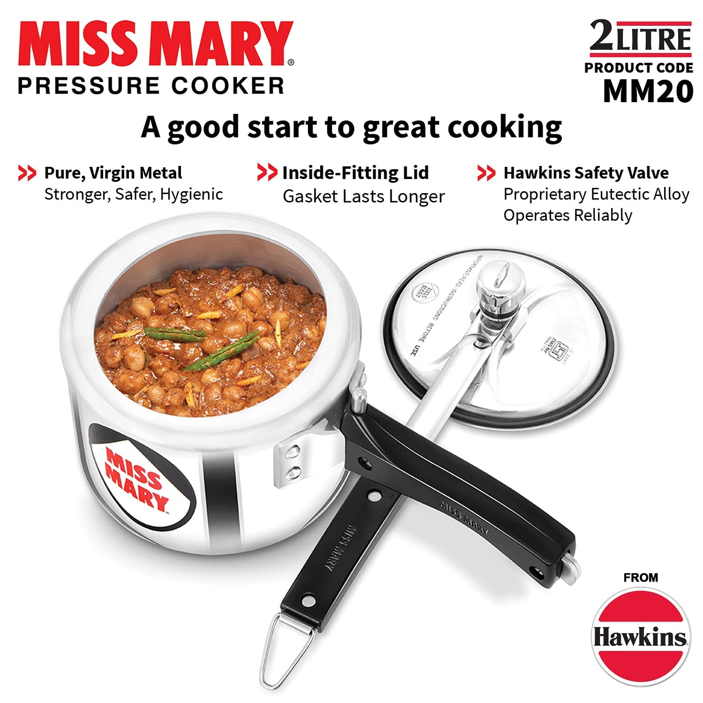 Hawkins Miss Mary Aluminium Inner Lid Pressure Cooker 2 Litres - MM20