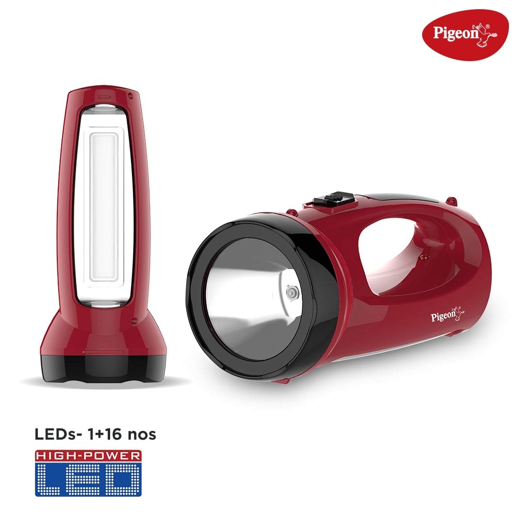 Pigeon Rigel LED Emergency Rechargeable Lamp with 900 mAH and 4 Hours Backup (Red) - 14434