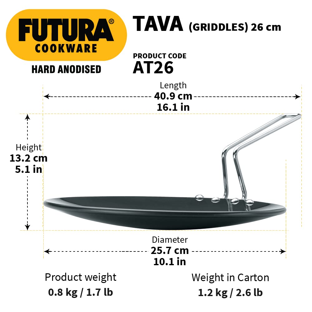 Hawkins Futura Hard Anodised Tava 26 cm, 4.88 mm - AT26