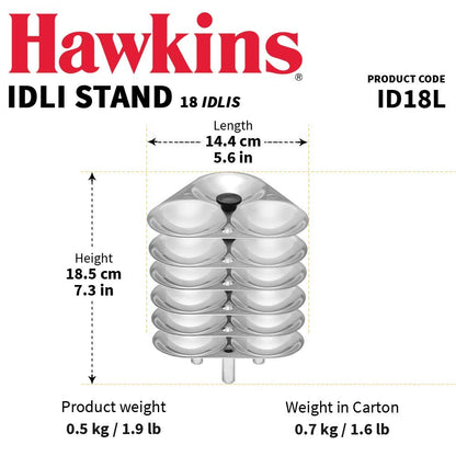 Hawkins Idli Stand Suitable for 6.5L Cooker for 18 Idlis - ID 18L