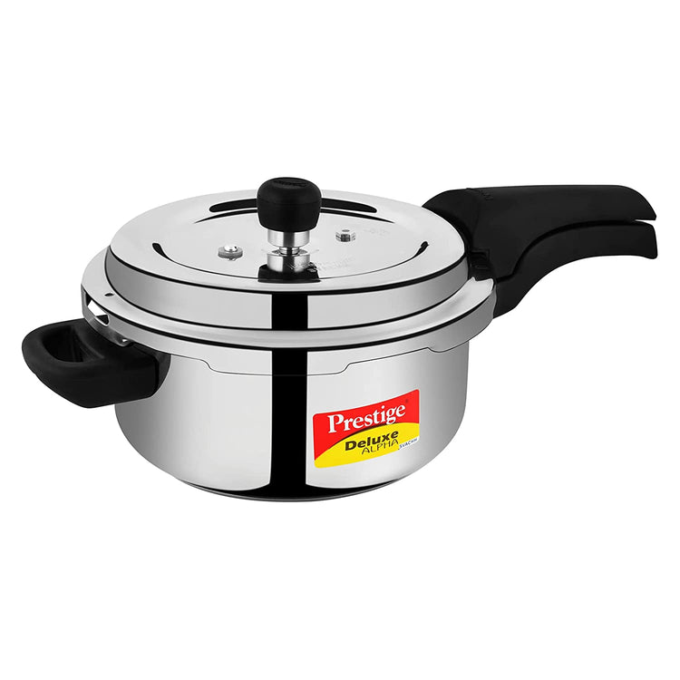 Prestige Deluxe Alpha Svachh Stainless Steel Spillage Control Outer Lid Pressure Cooker, 3 Litres - 20248