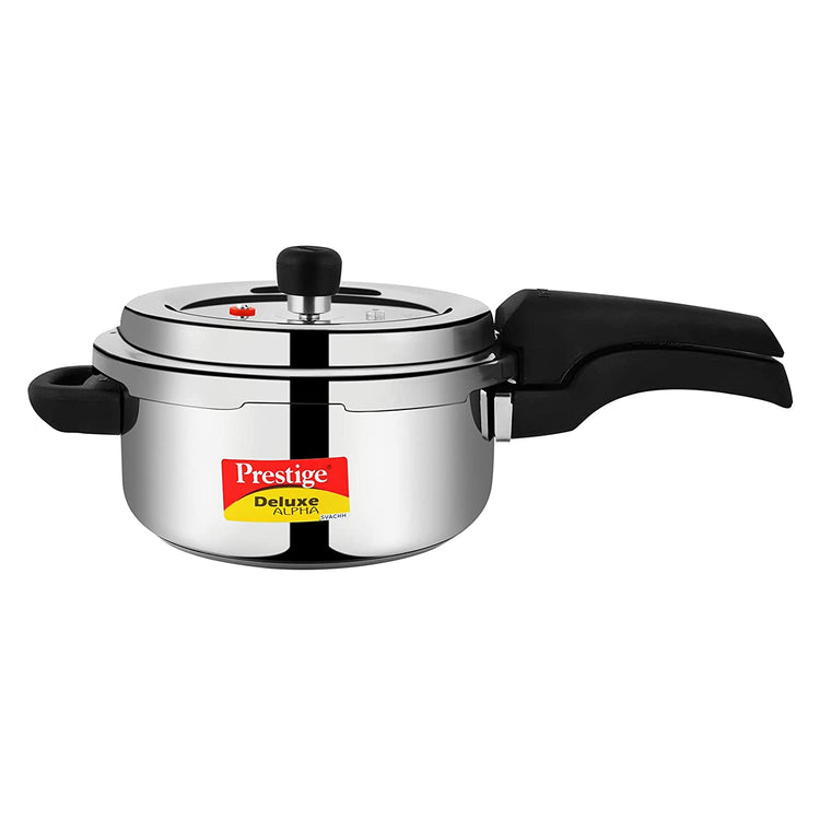 Prestige Deluxe Alpha Svachh Stainless Steel Spillage Control Outer Lid Pressure Cooker, 3 Litres - 20248