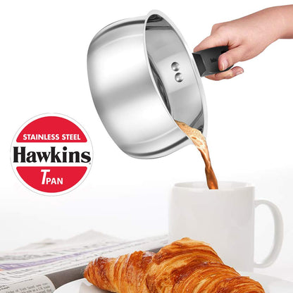 Hawkins 1 Litre Tpan, Stainless Steel Tea Pan, Induction Base Sauce Pan, Chai Pan, Small Pan - SST10