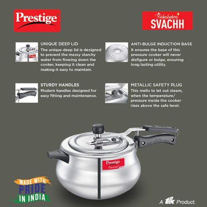 Prestige Nakshatra Plus Svachh Aluminium Pressure Handi 5 Litres - 10757