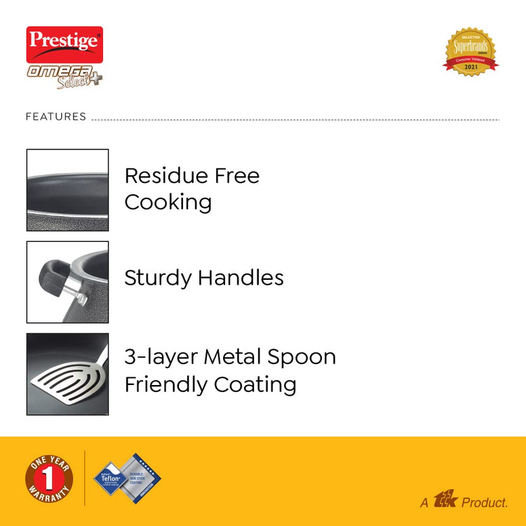 Prestige Omega Select Plus Non-stick Aluminium Senior Handi with Stainless Steel lid 5 Litres - 30734