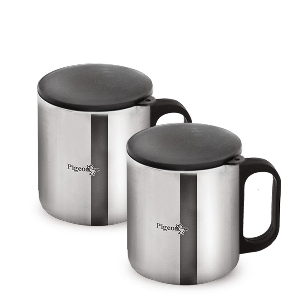 Pigeon Crown Stainless Steel Coffee Mug with Lid Set With Lid 180ml each - 10034