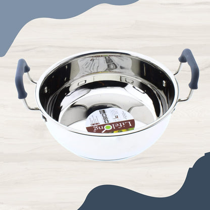 Stainless Steel Kadhai | Heavy | Sandwich Bottom | with Lid