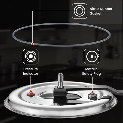 Prestige Triply Svachh Inner Lid Pressure Cooker 2 Litres, Three-Layer Design | Visual Pressure Indicator | Gas And Induction Compatible - 20717