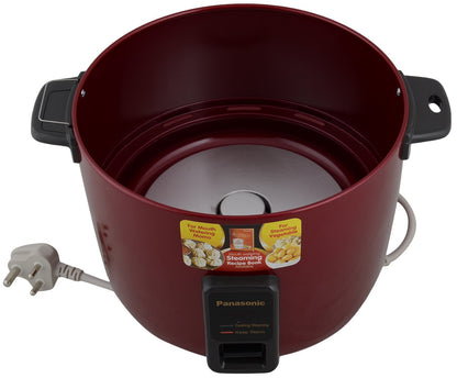 Panasonic SR-WA22H(SS) 2.2 Litre | 750 Watts Electric Rice Cooker / Food Steamer / Momo Cooker / Warmer Series With Double Basket - Metallic Burgandy