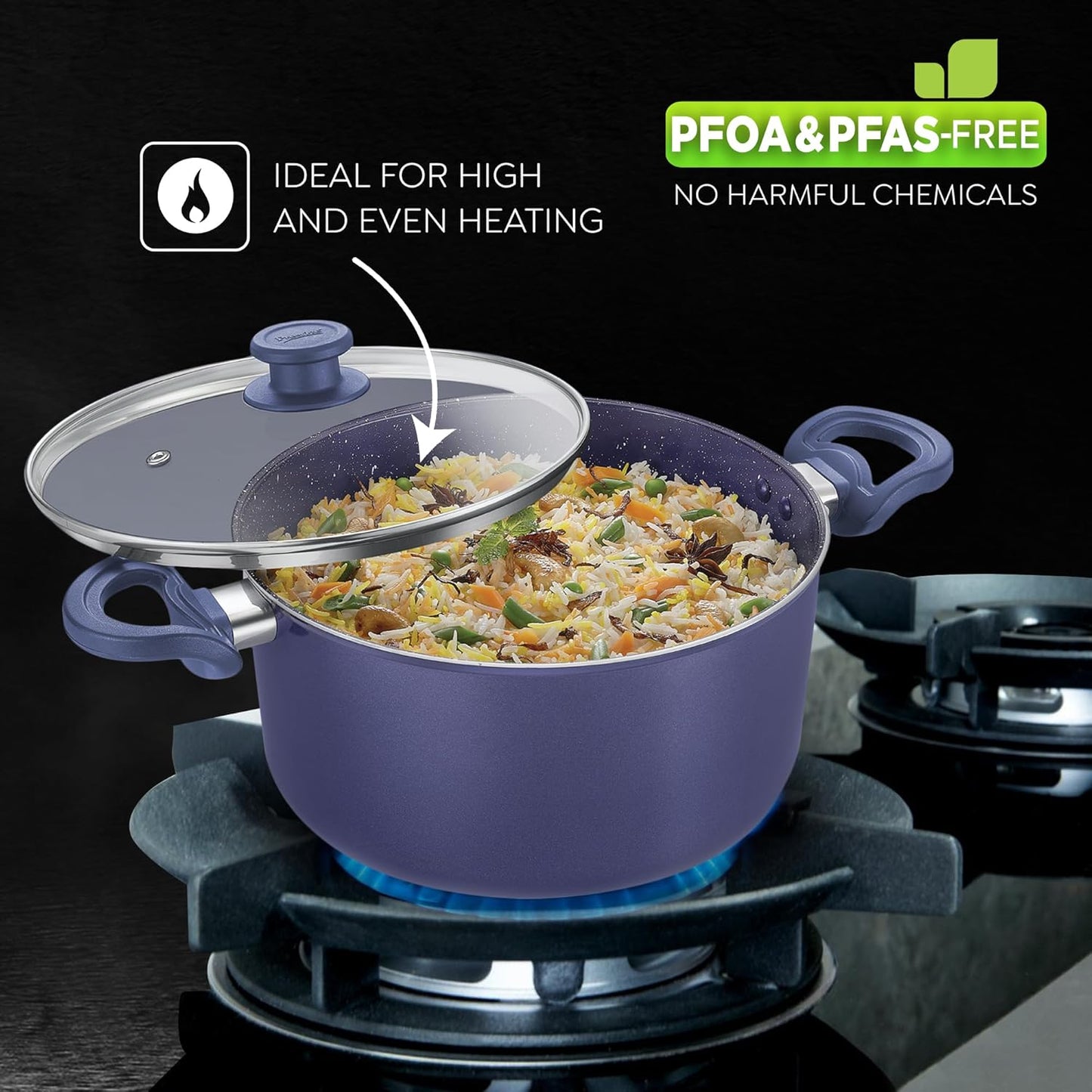 Prestige Ceraglide Ceramic Coated Non-Stick Casserole with Glass lid | Induction Compatible