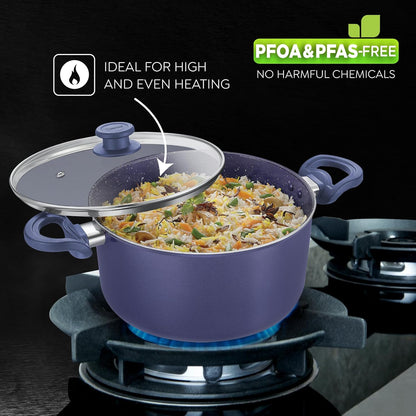 Prestige Ceraglide Ceramic Coated Non-Stick Casserole with Glass lid | Induction Compatible