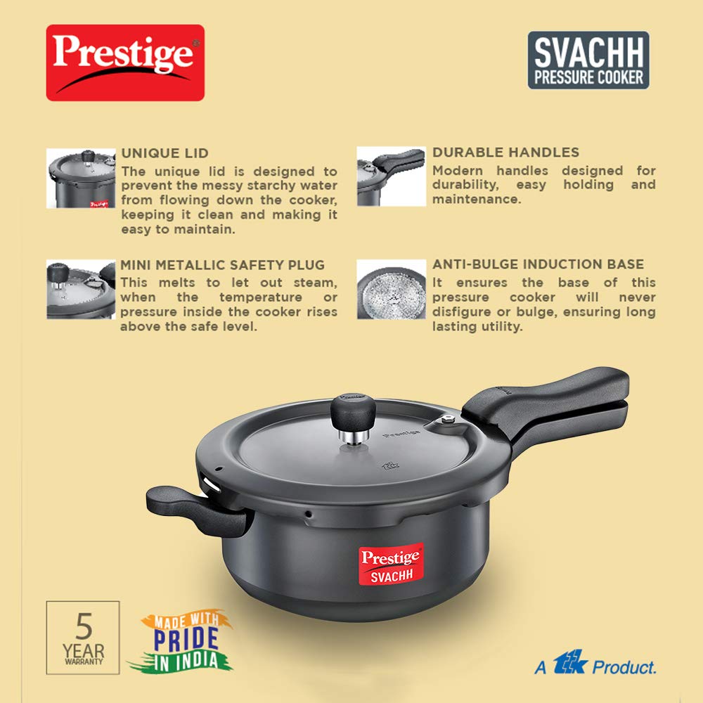 Prestige Svachh Outer Lid Pressure Pan with Hard Anodized Body 3.5 Litres - 20225