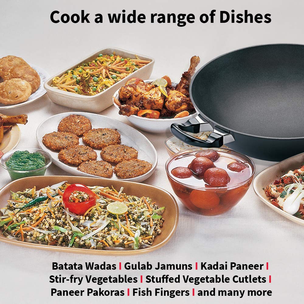 Hawkins Futura Non-stick Round Bottom Kadhai, Deep Fry Pan 4 Litres | 30 cms, 3.25mm - NK 40