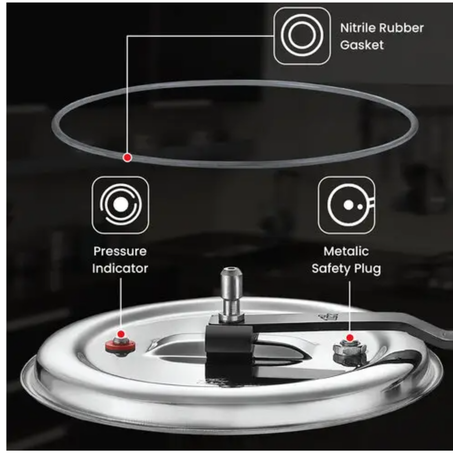 Prestige Triply Svachh Inner Lid Pressure Cooker 5 Litres, Three-Layer Design | Visual Pressure Indicator | Gas And Induction Compatible - 20715