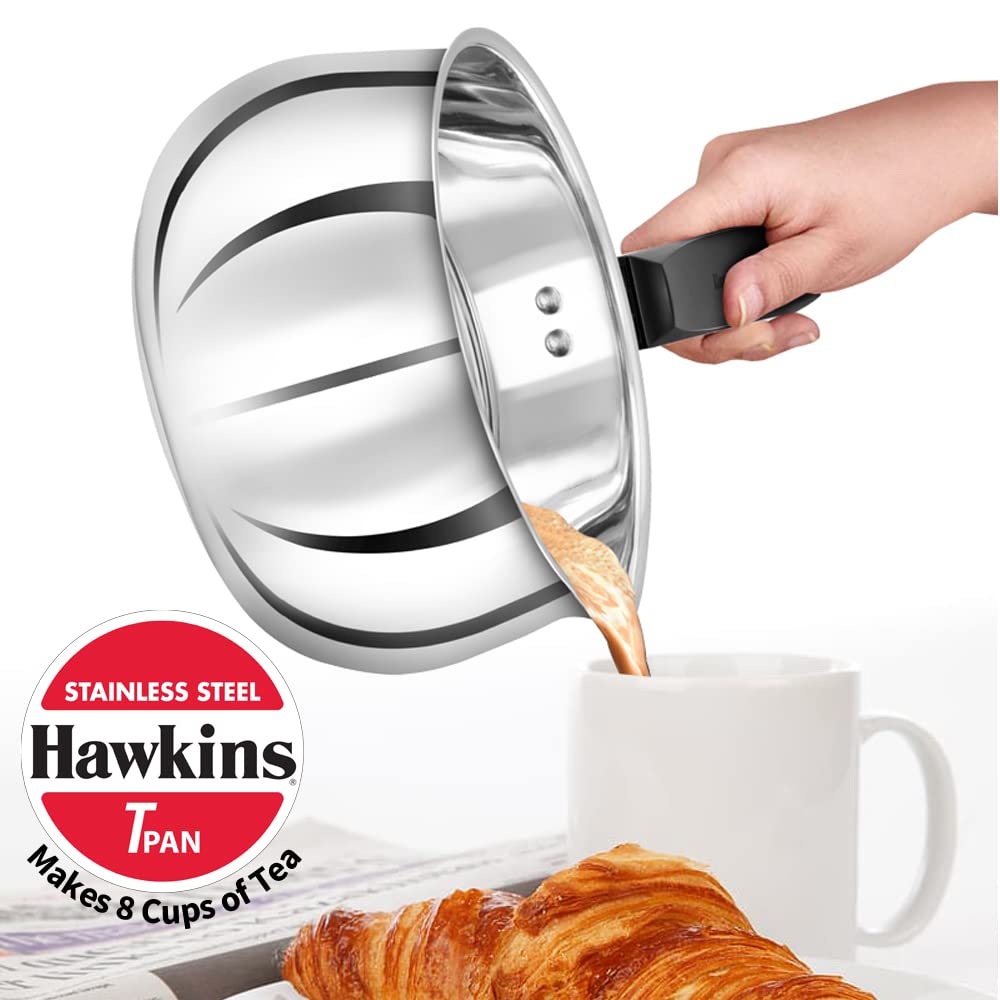 Hawkins 2 Litres Tpan With Glass Lid, Stainless Steel Tea Pan, Induction Base Sauce Pan, Chai Pan, Small Pan - SST20G