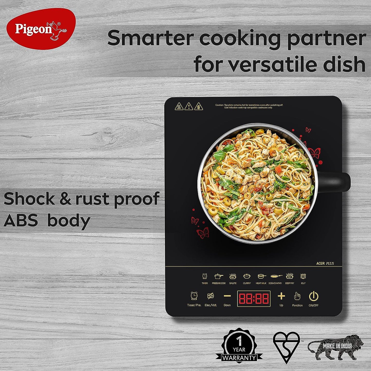 Pigeon Acer Plus 1800 Watt Induction Cooktop with Feather Touch Control - 14429