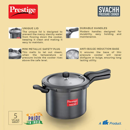 Prestige Svachh Hard Anodised Aluminium Outer Lid Pressure Cooker 7.5 Litres - 20277
