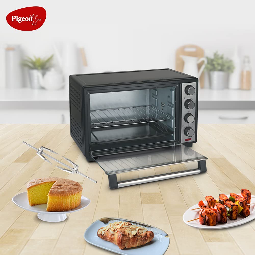 Pigeon Oven Toaster Grill 30 Liters OTG with Rotisserie, Oven Toaster and Grill for Grilling and Baking Cakes - 12624