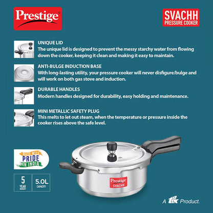 Prestige Svachh Aluminium Outer Lid Senior Pressure Pan 5 Litres - 10773