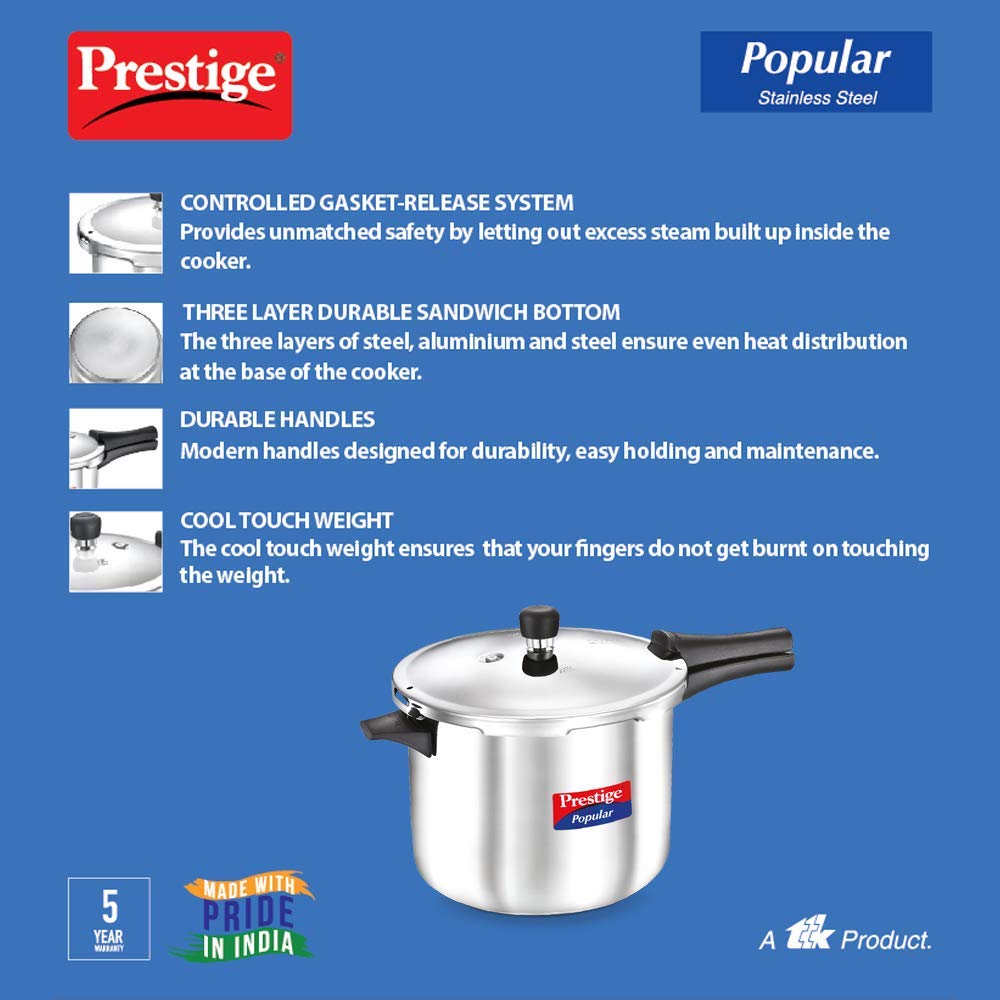 Prestige stainless steel online pressure cooker 7.5 litre